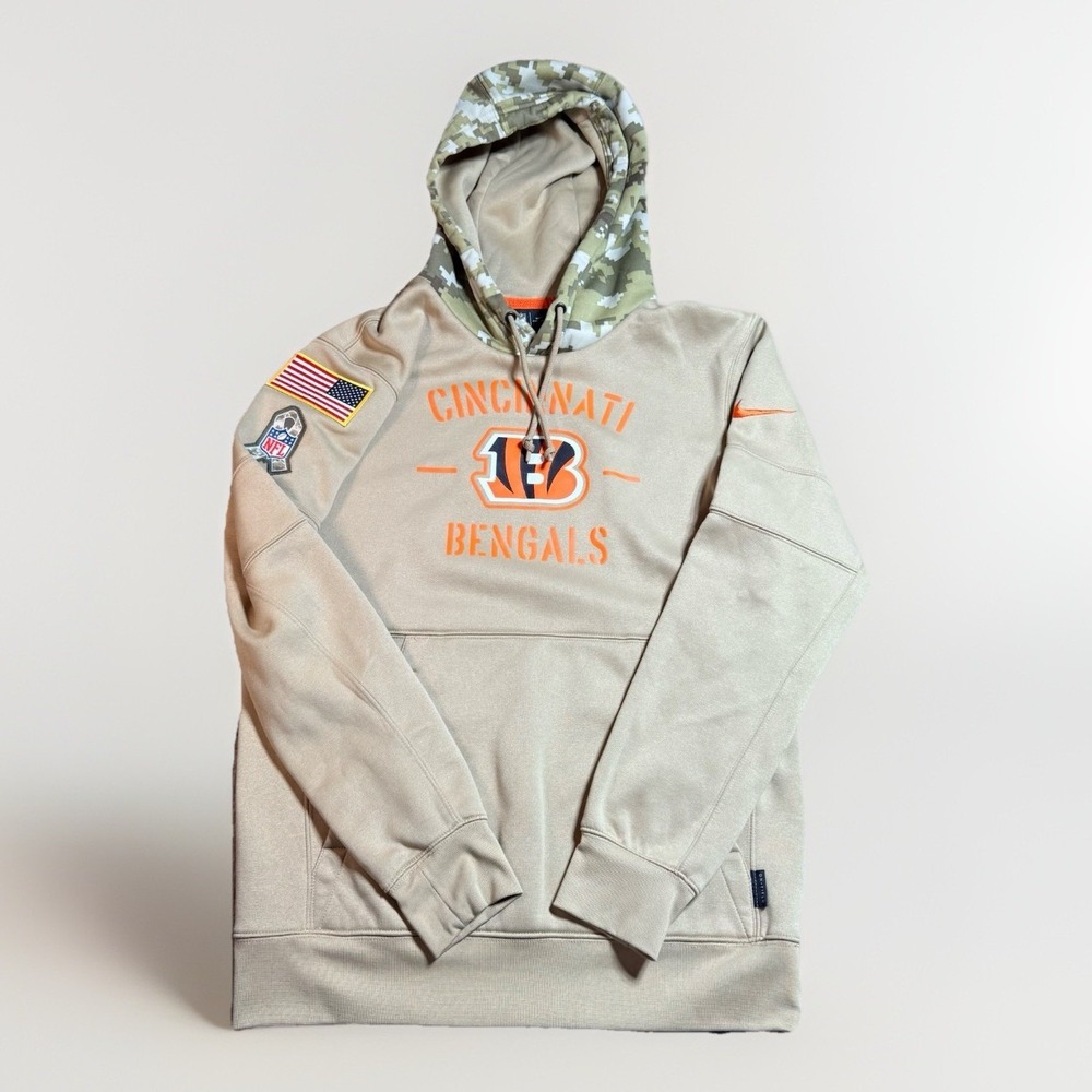 Nike Cincinnati Bengals Salute To Service Hoodie Men's Small Camo Hood NFL Beige